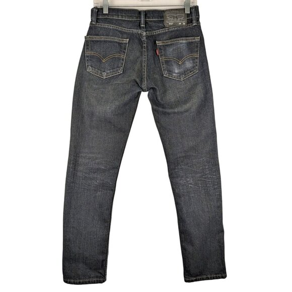 Levis 511 Slim Fit Dark Blue Rinse Denim Mens 29x30 Straight Leg  Jeans Distress - Picture 2 of 11